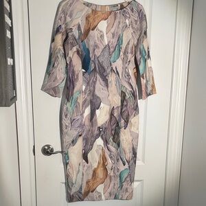 Abstract Pastel Print 3/4 sleeve Dress
